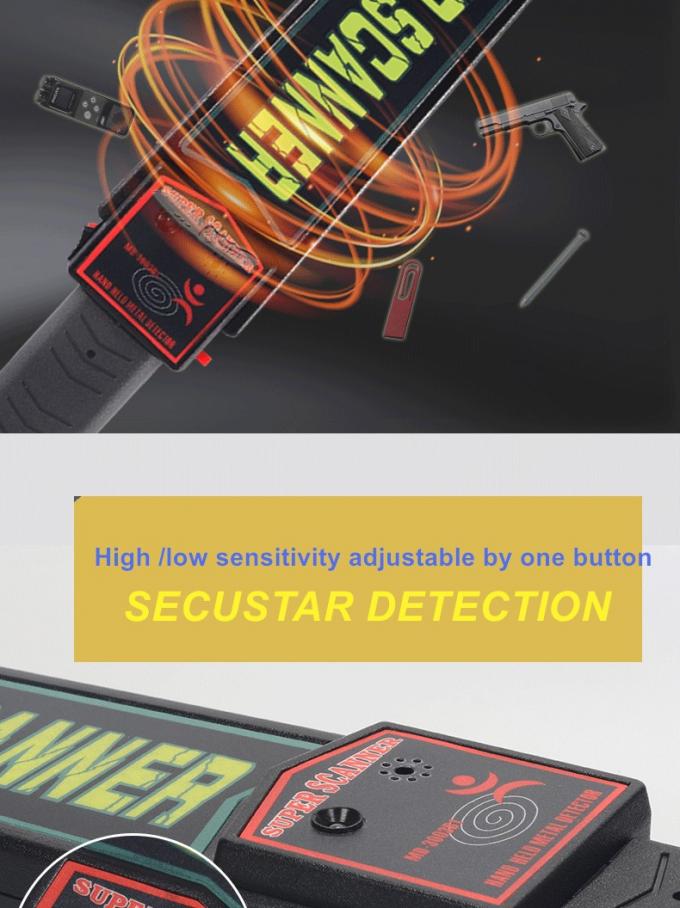 Metal detector tenuto in mano della bacchetta eccellente una rilevazione IP55 di 360 gradi con l'allarme sano del LED 0